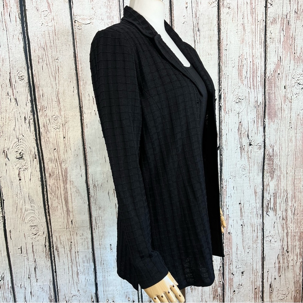 Vintage Exclusively Misook Black Ribbed Cardigan Blazer Jacket Sweater Size XS - Picture 3 of 11